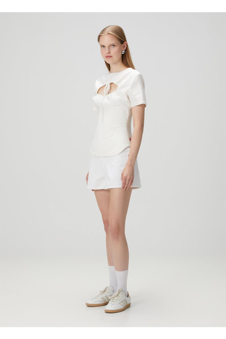 Tailored Corset Tee Top, Alternate, color, white