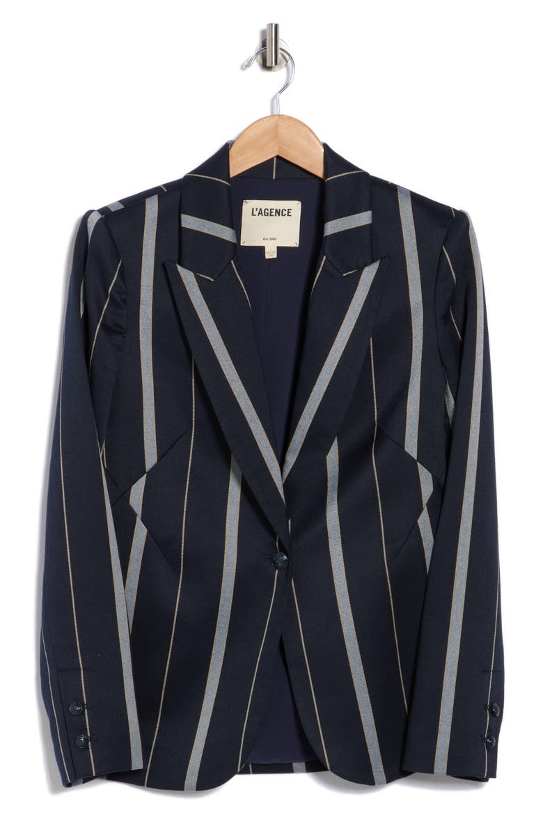 Clementine Blazer, Alternate, color, MIDNIGHT MULTI STRIPE