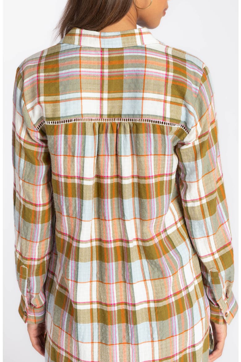 Emerson Plaid Long Sleeve Tunic, Alternate, color, OLIVE BABY BLUE PLAID