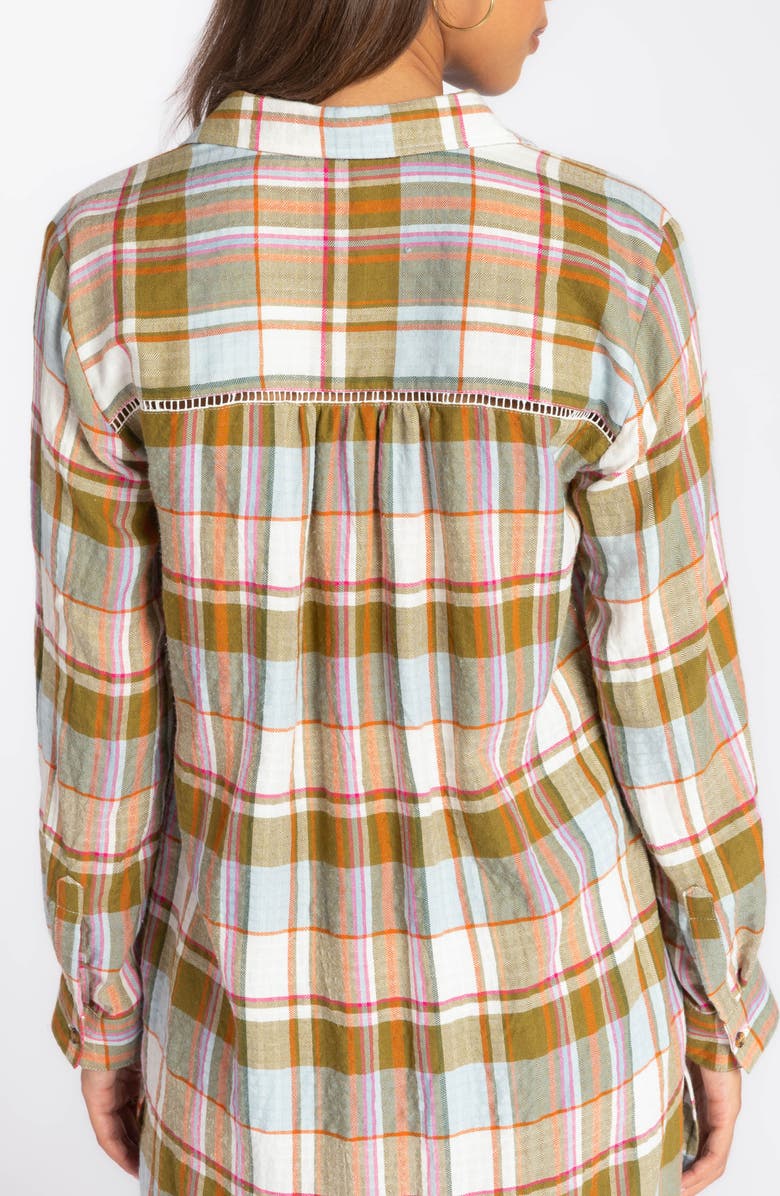 VELVET HEART Emerson Plaid Long Sleeve Tunic, Alternate, color, Olive Baby Blue Plaid