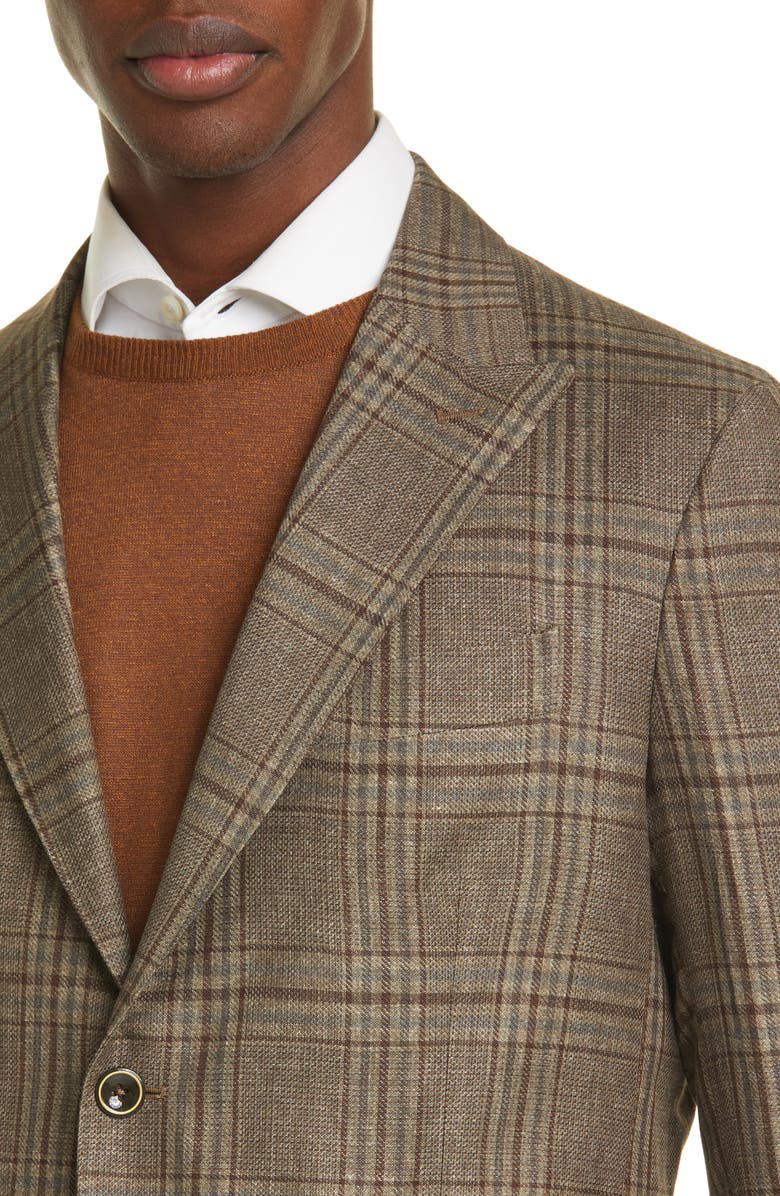 Eleventy Glen Plaid Zegna Linen Blend Sport Coat, Alternate, color,