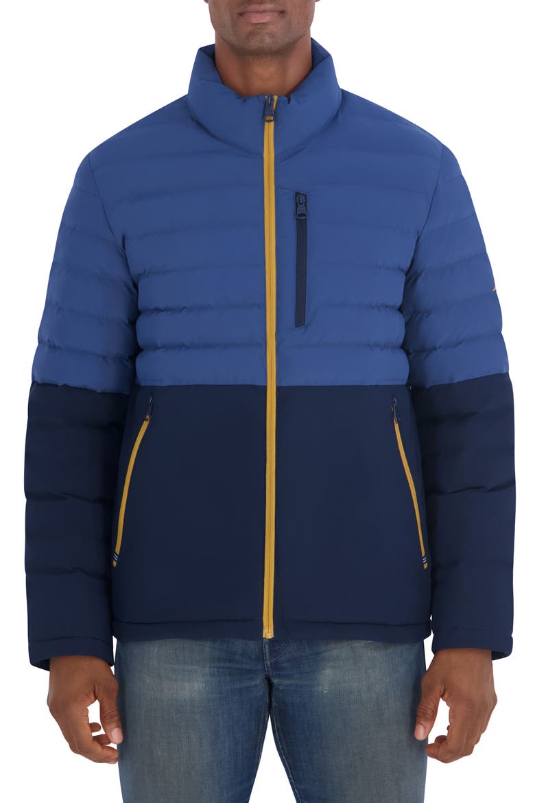 Quilted Midweight Stretch Jacket, Main, color, DARK DENIM