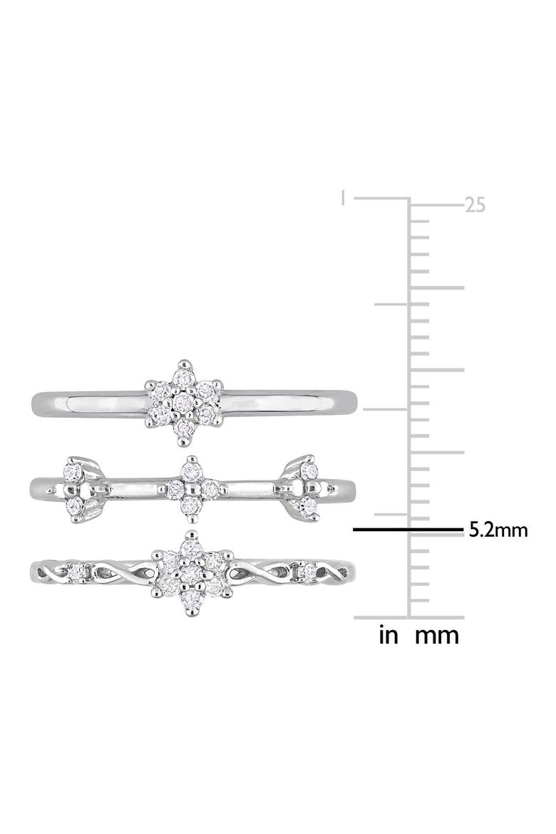 Set Of 3 Floral Diamond Rings - 0.24ct., Alternate, color, SILVER