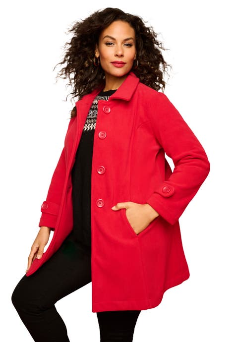 Plus Size Button Up Fleece Jacket (Plus)