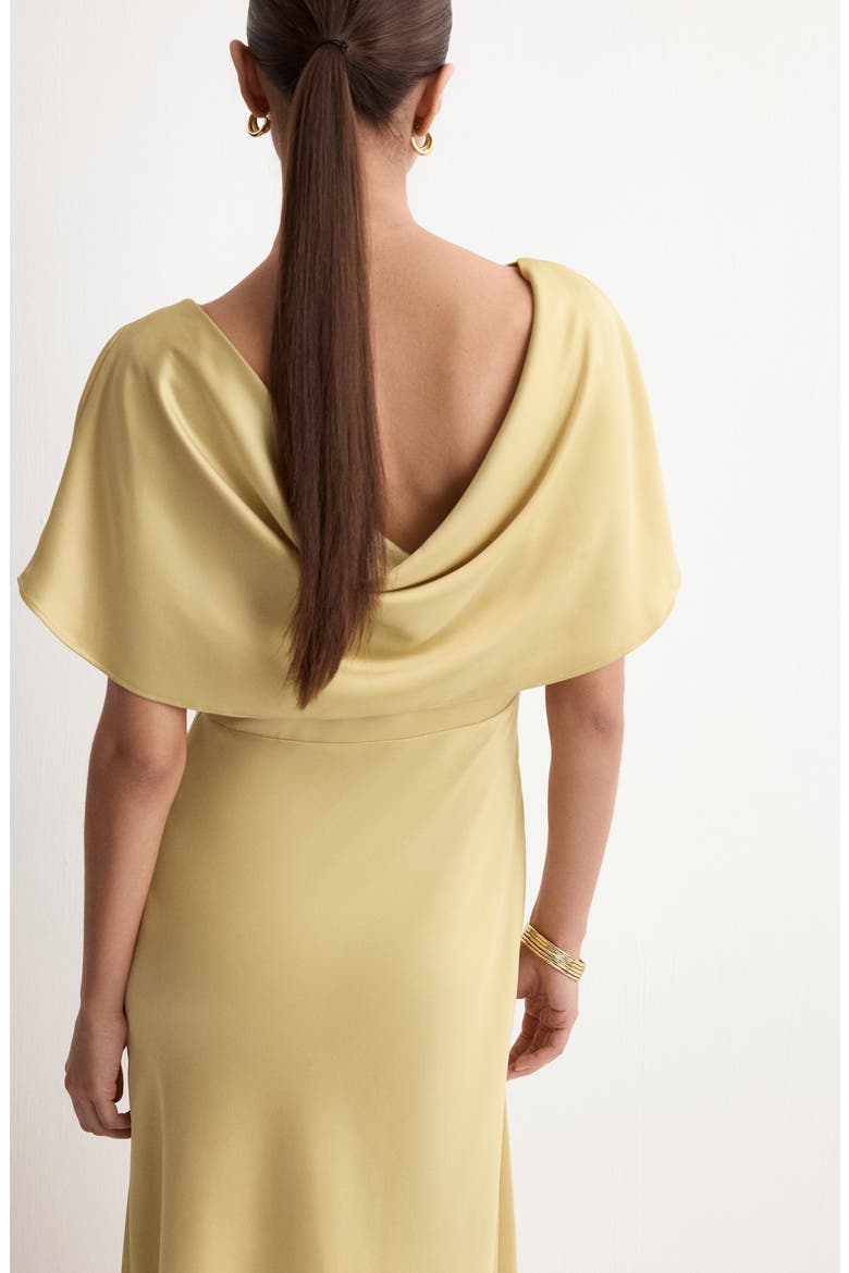 Drape Neck Satin Maxi Dress, Alternate, color, BEIGE