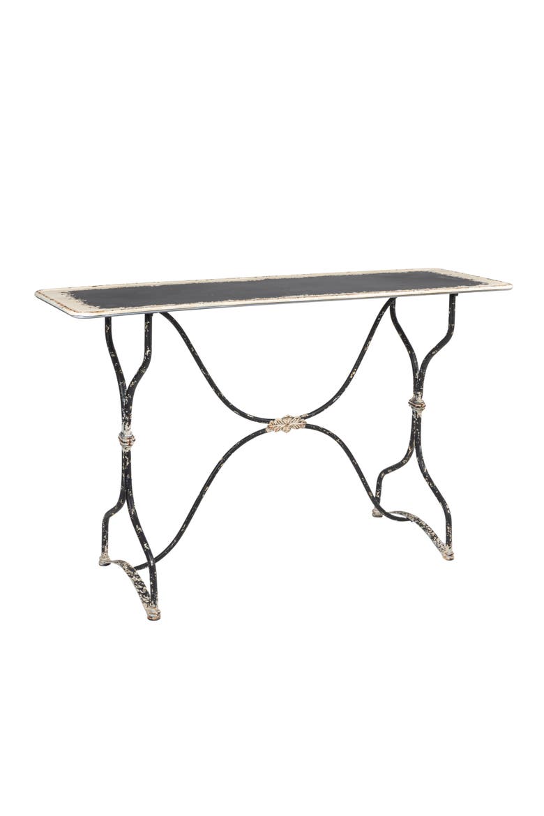 Vintage Metal Sofa Table, Distressed Black and White, Main, color, Black