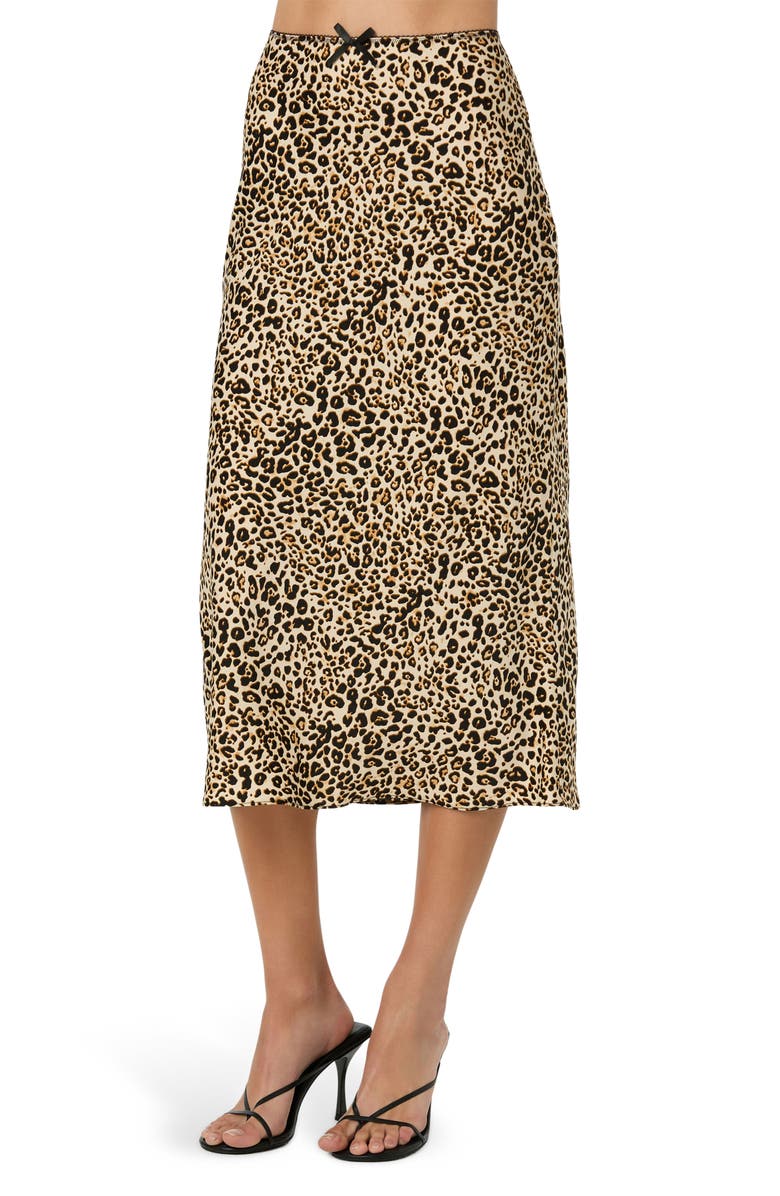 ASTR the Label Satin Slip Skirt, Alternate, color, Leopard Print