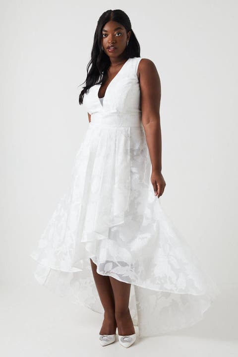Plus Size Plunge Neck Maxi Wedding Dress