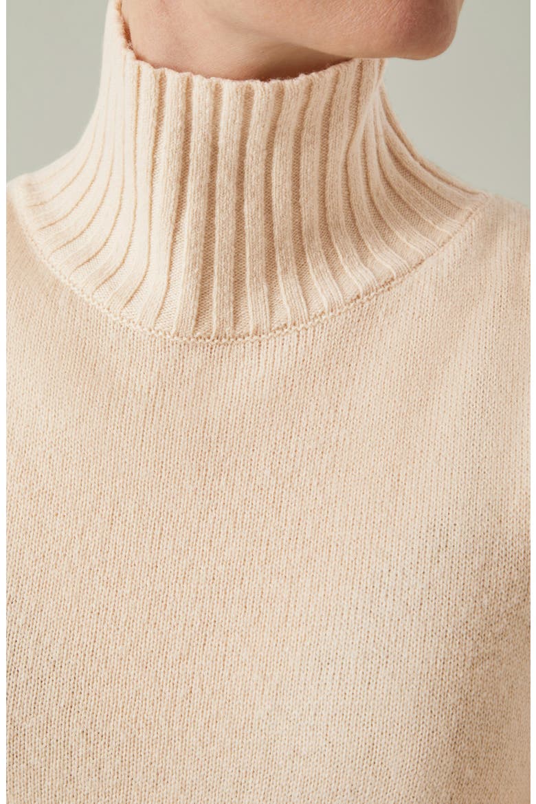 Frances Sleeveless Turtleneck Wool Blend Sweater, Alternate, color, CAMEL