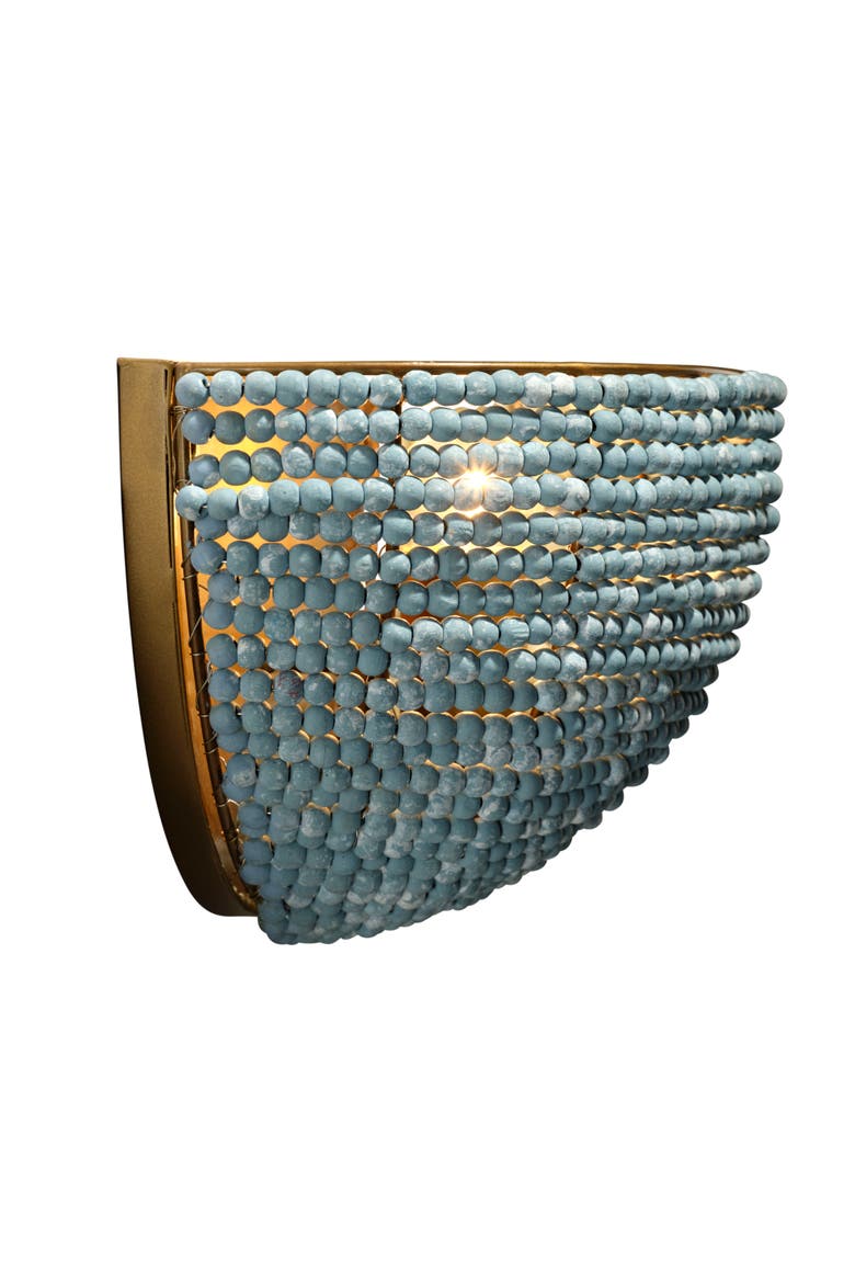 Barnacle 1-Light Beaded Demi Lune Wall Sconce, Blue, Alternate, color, Blue