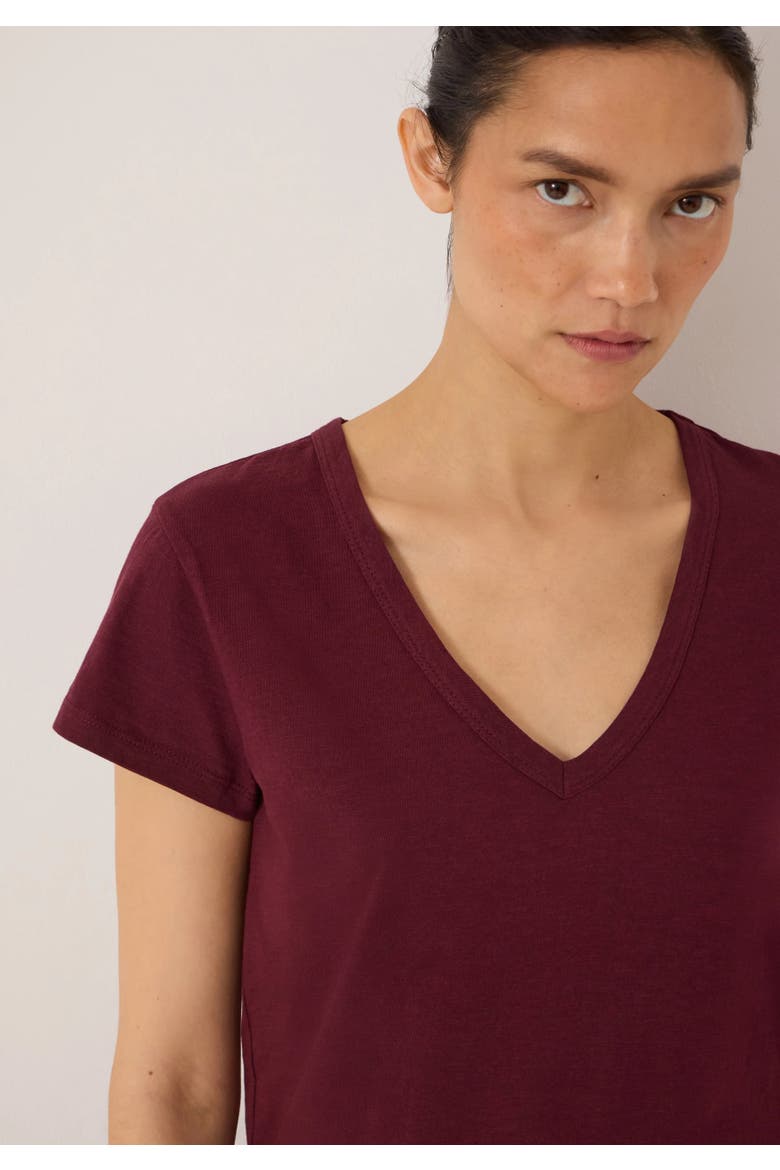 Slim Fit Slub Cotton V-Neck T-Shirt, Alternate, color, Wine Red