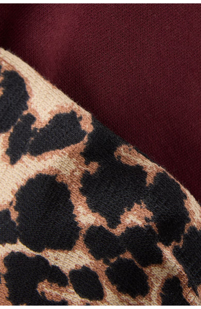 NEXT Kids' Varsity Graphic Sweatshirt & Leopard Print Pants Set, Alternate, color, Dark Red