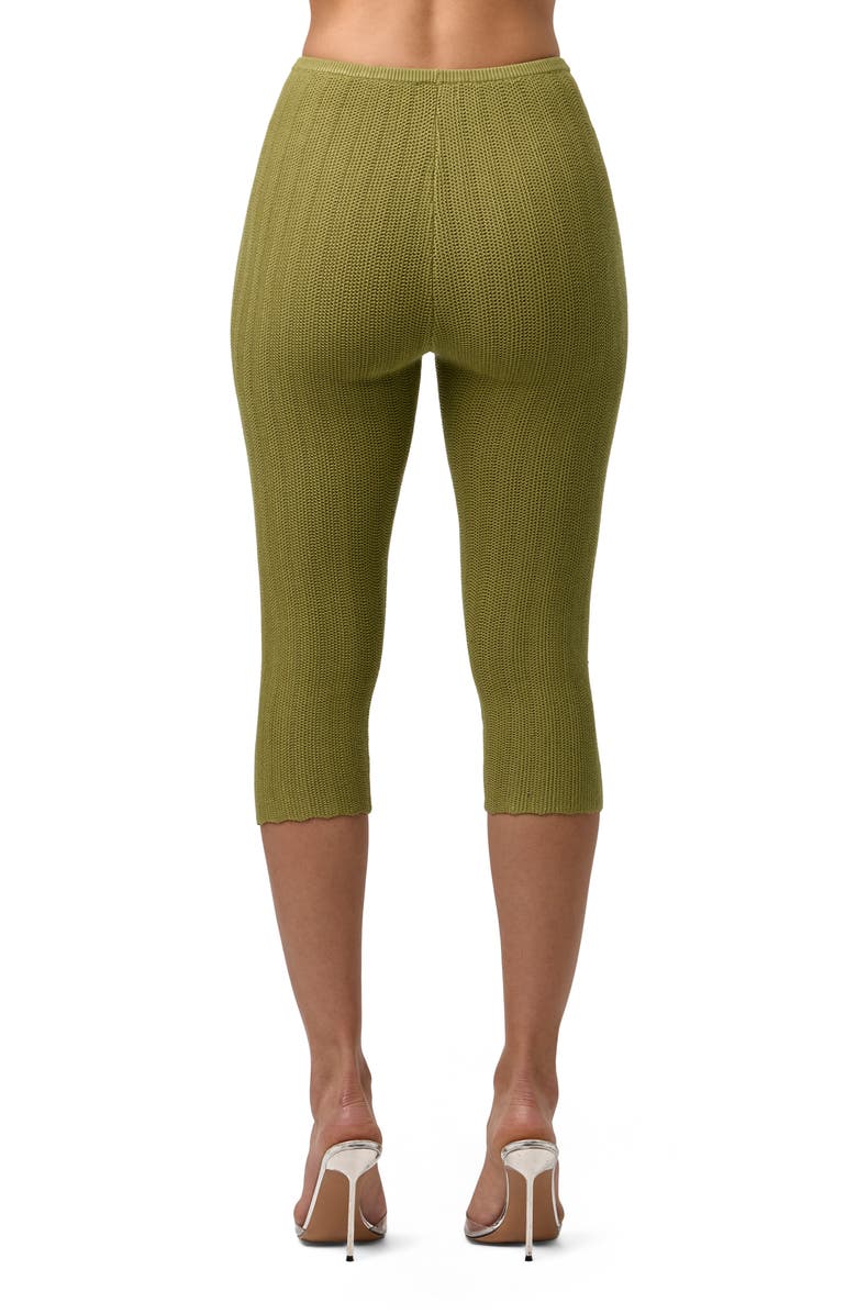 Naked Wardrobe Scallop Knit Capri Leggings, Alternate, color, Sage