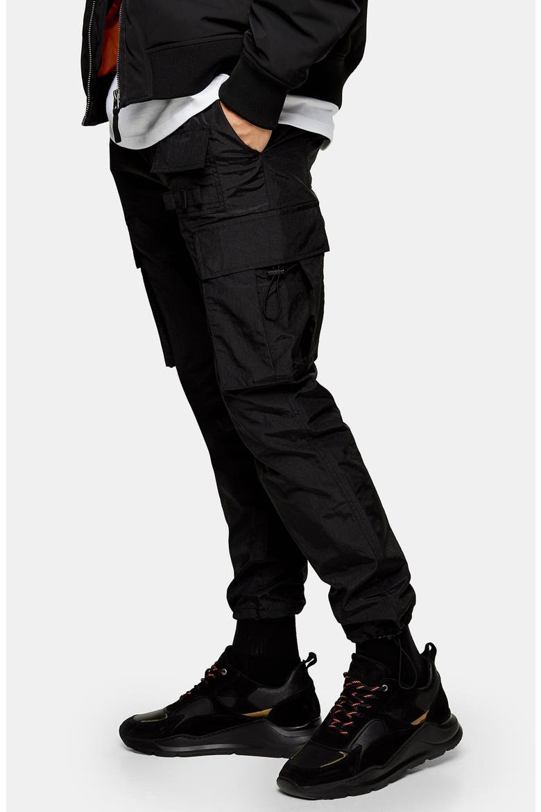Tech Skinny Fit Cargo Pants, Alternate, color, BLACK