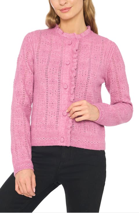 Ruffled Pointelle Cardigan
