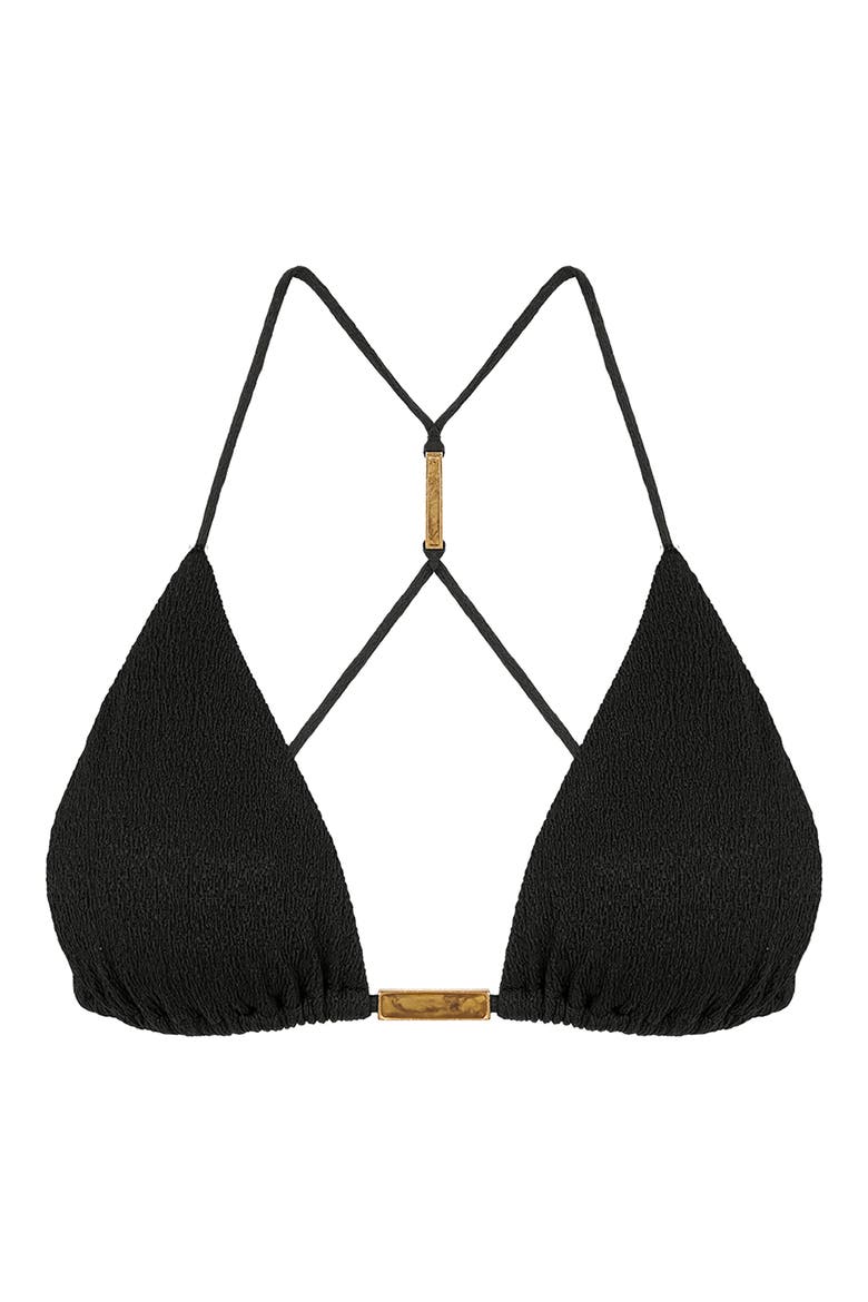 Firenze Blake T-Back Triangle Bikini Top, Alternate, color, BLACK