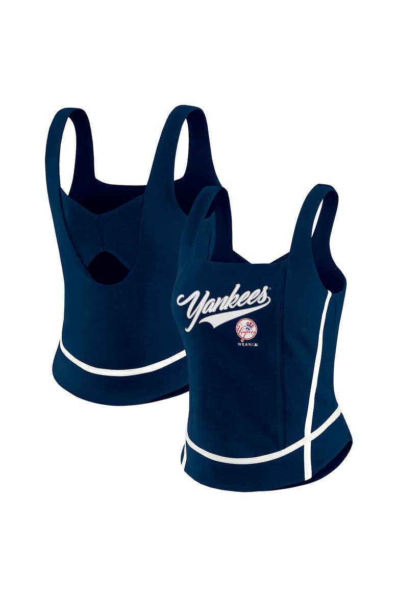 Women's WEAR by Erin Andrews  Navy New York Yankees Square Neck Tank Top, Alternate, color, Navy