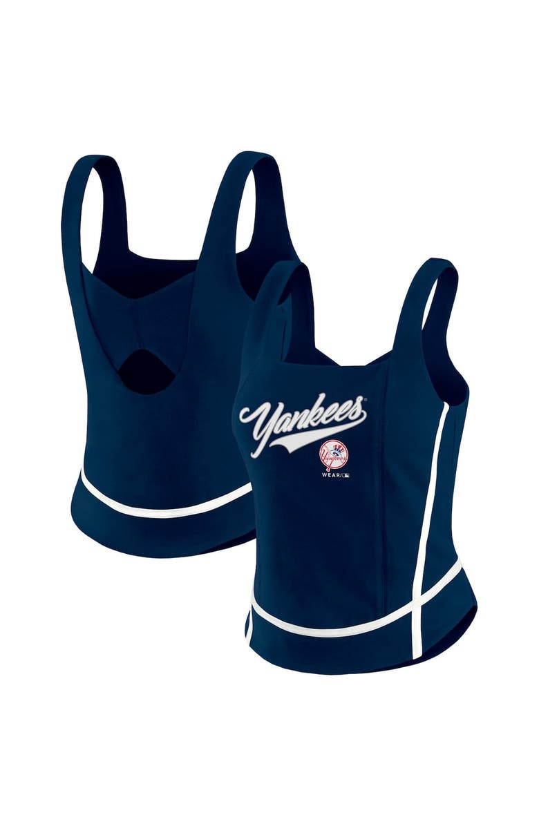WEAR by Erin Andrews Women's WEAR by Erin Andrews  Navy New York Yankees Square Neck Tank Top, Alternate, color, Navy
