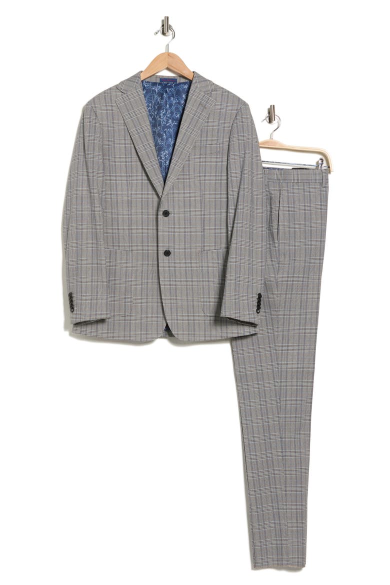 Trim Fit Plaid Two-Piece Suit, Alternate, color, LTGRAY