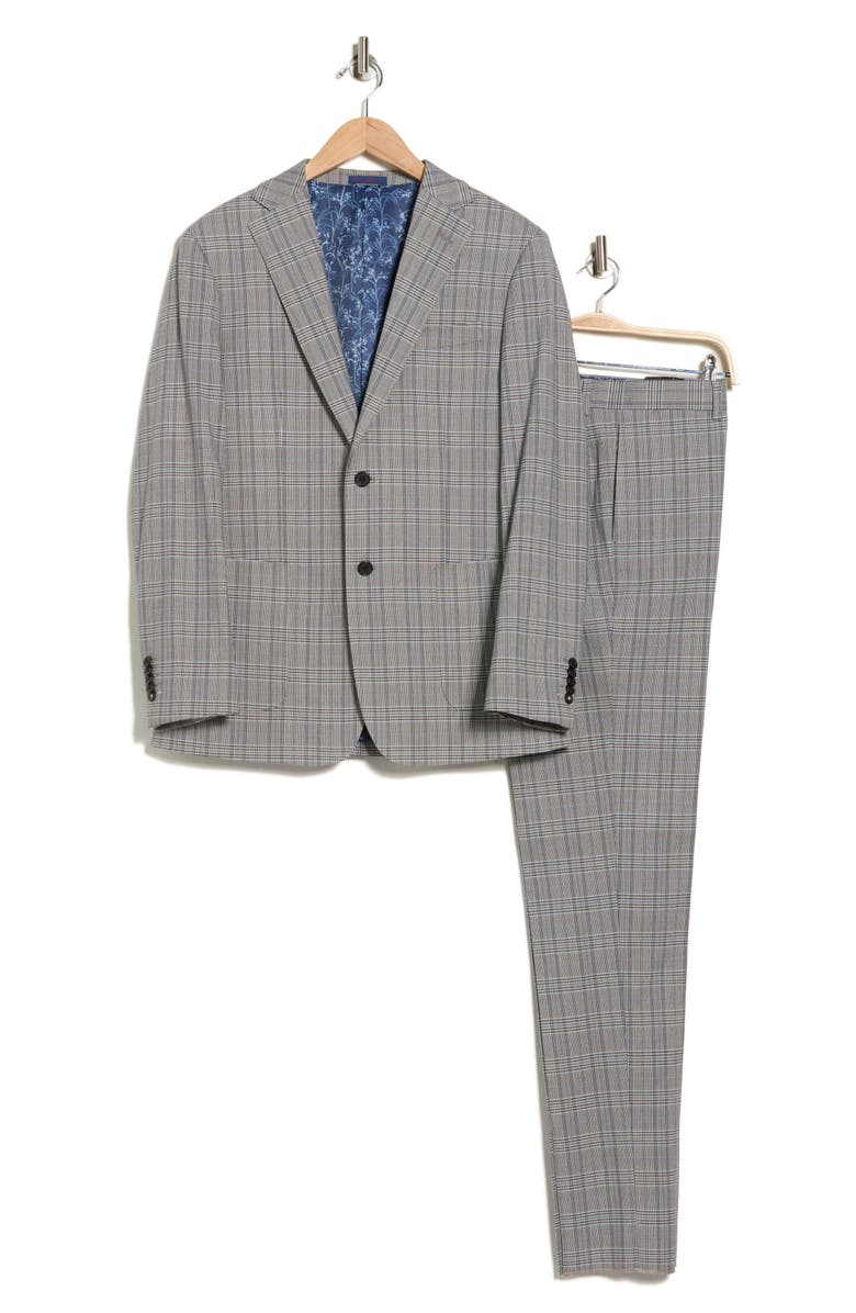 English Laundry Trim Fit Plaid Two-Piece Suit, Alternate, color, Ltgray