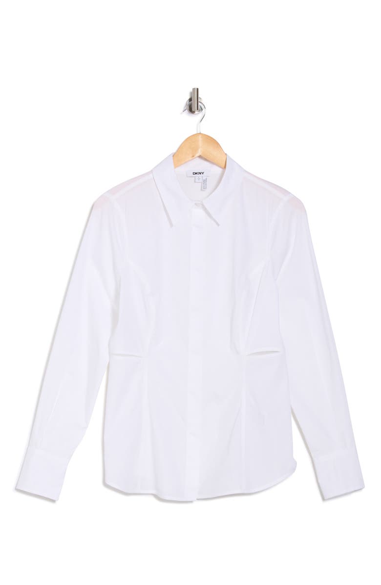 DKNY Long Sleeve Cotton Poplin Button-Up Shirt, Alternate, color, 