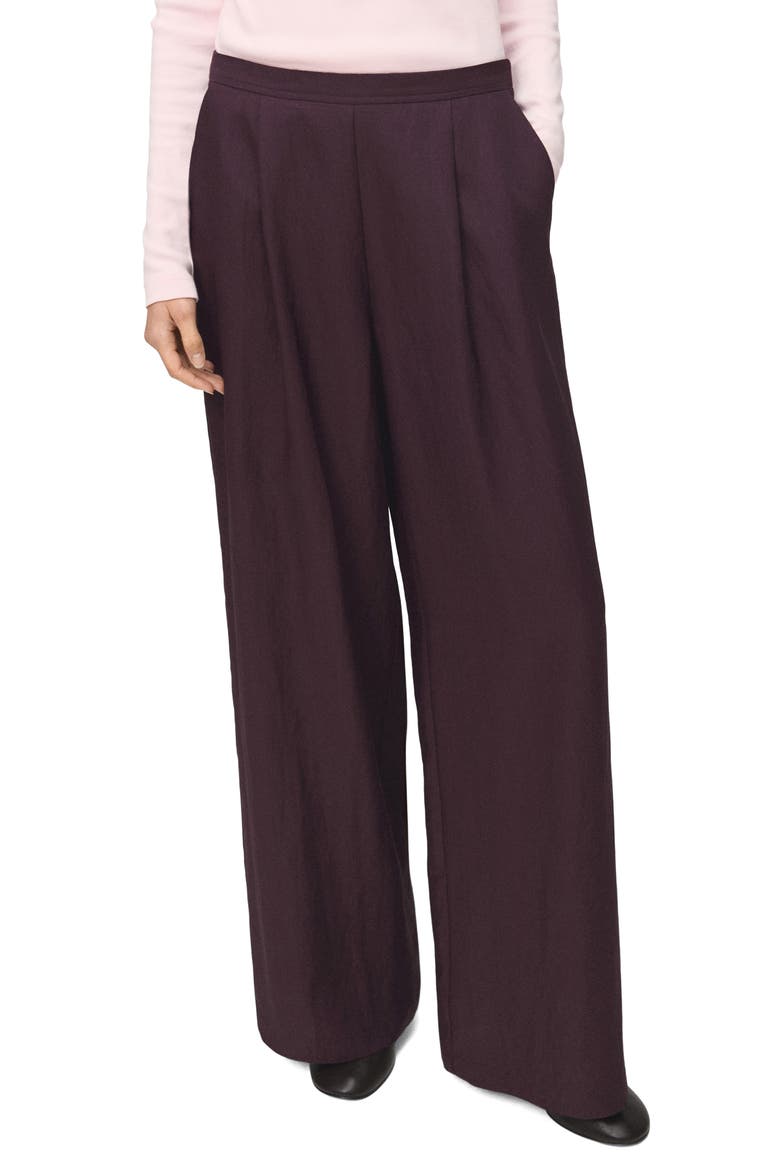 Pleated Palazzo Pants, Main, color, BURGUNDY