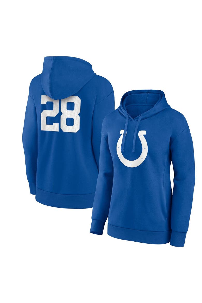 Women's Fanatics Branded Jonathan Taylor Royal Indianapolis Colts Player Icon Name & Number V-Neck Pullover Hoodie, Main, color, Royal