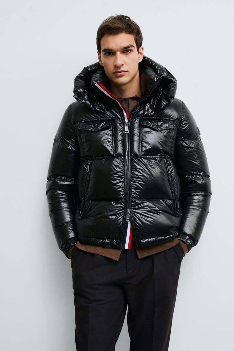 Bren Men's Shiny Goose Down Puffer Jacket, Alternate, color, Black