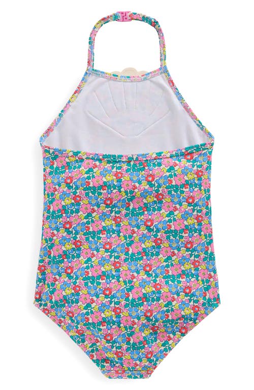 Mini Boden Kids' Ellery One-piece Swimsuit In Blue Multi Flowerbed Shell