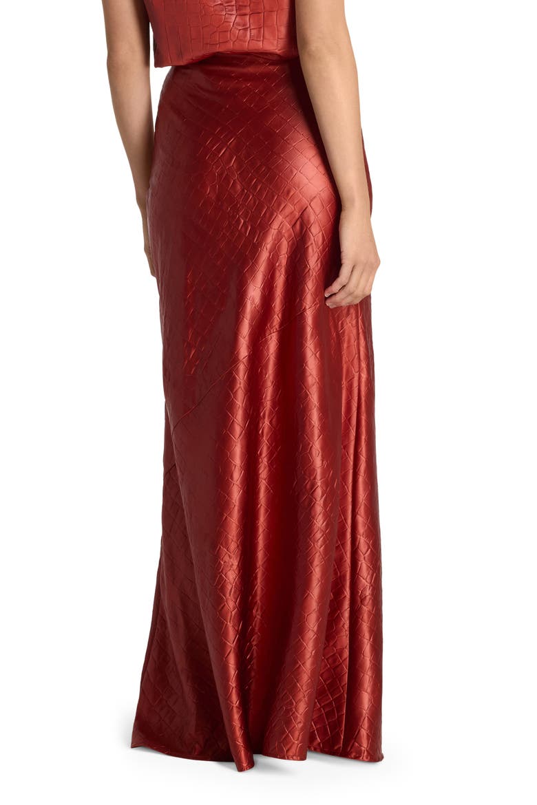 Croc Textured Satin A-Line Skirt, Alternate, color, AUBURN
