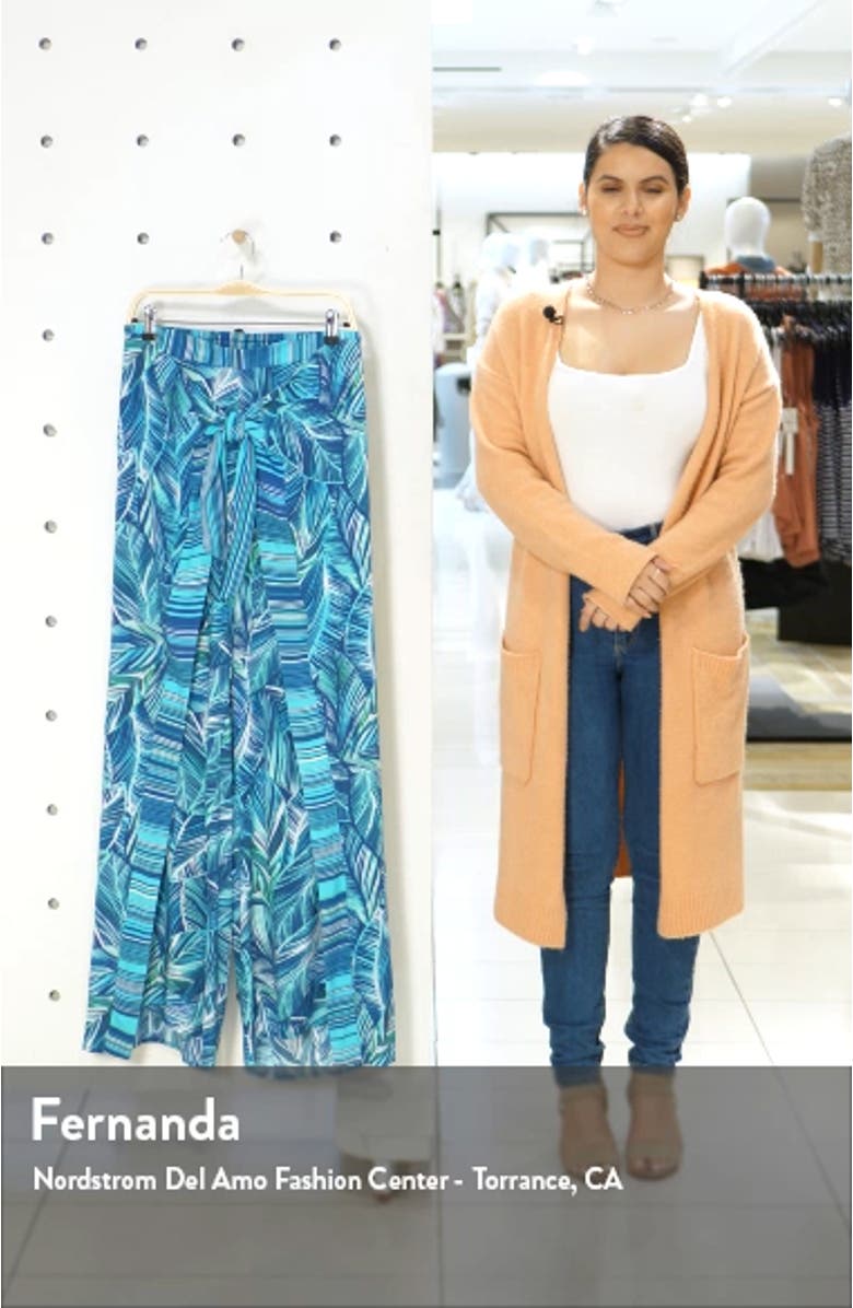 Sketched Leaves Side Slit Cover-Up Pants, sales video thumbnail