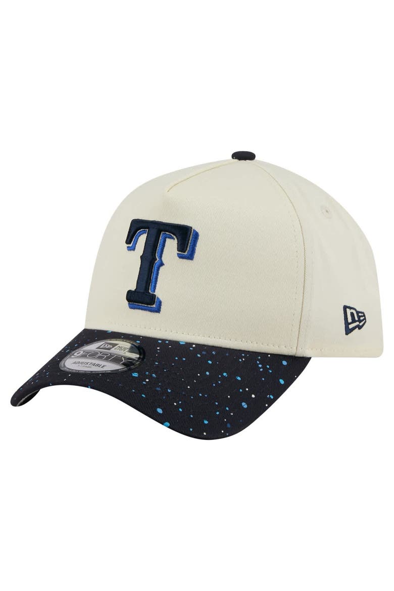 Men's New Era  Cream Texas Rangers Speckle A-Frame 9FORTY Adjustable Hat, Main, color, Cream