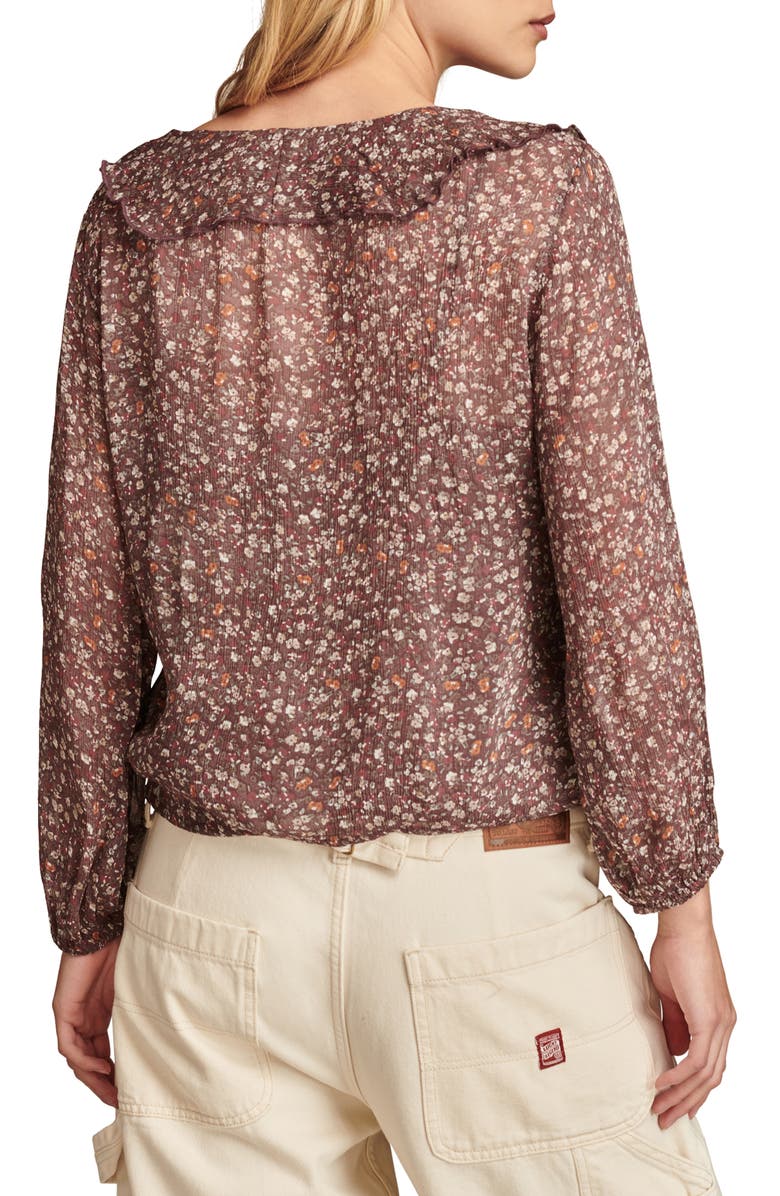 Lucky Brand Floral Ruffle Collar Top, Alternate, color, 