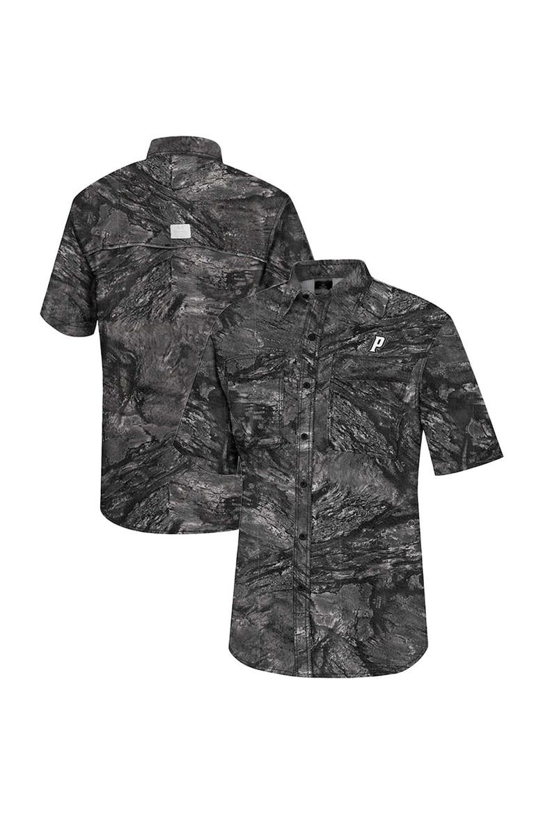 Men's Colosseum  Charcoal Providence Friars Realtree Aspect Charter Full-Button Fishing Shirt, Main, color, Charcoal