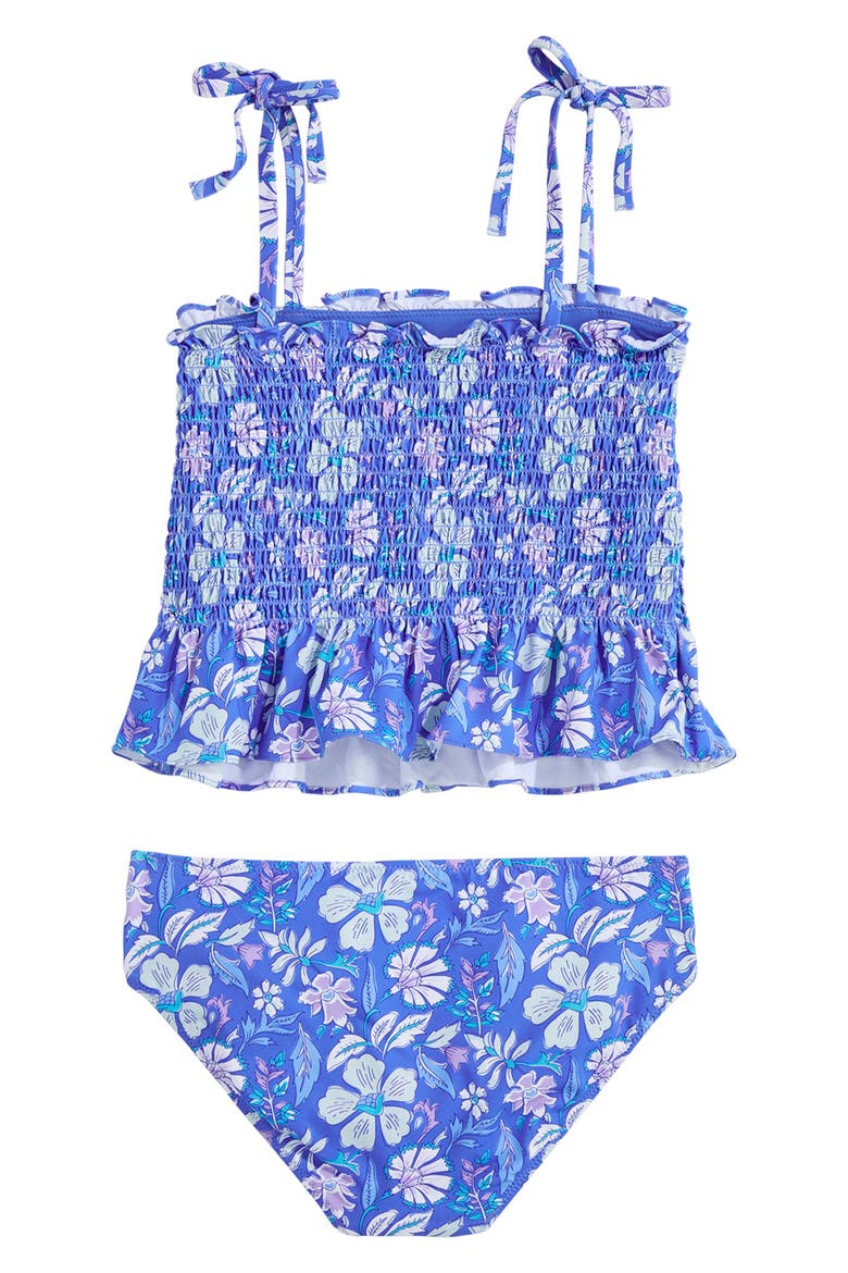Kids' Heart Smocked Two-Piece Swimsuit, Alternate, color, HIBISCUS BREAKERBLUE
