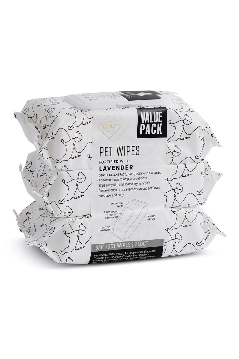 Set of 3 Aloe Vera Pet Wipes, Alternate, color, WHITE