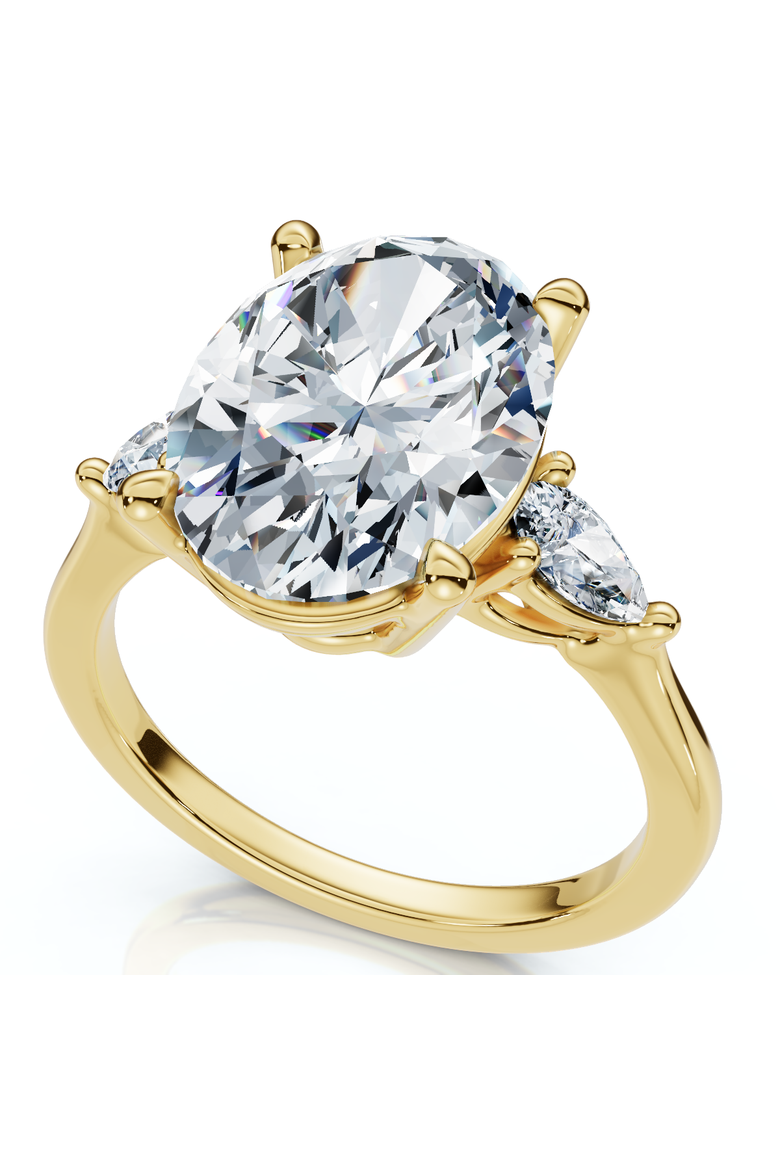Certified 4 1/3Ct Oval/Pear Diamond Engagement Ring 14k Gold or Pt Lab Grown, Main, color, 14k Yellow Gold