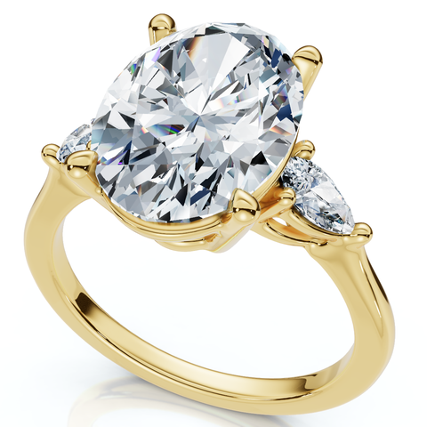 Certified 4 1/3Ct Oval/Pear Diamond Engagement Ring 14k Gold or Pt Lab Grown