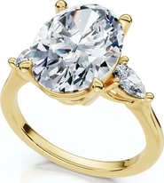 Bliss Diamond Certified 4 1/3Ct Oval/Pear Diamond Engagement Ring 14k Gold or Pt Lab Grown