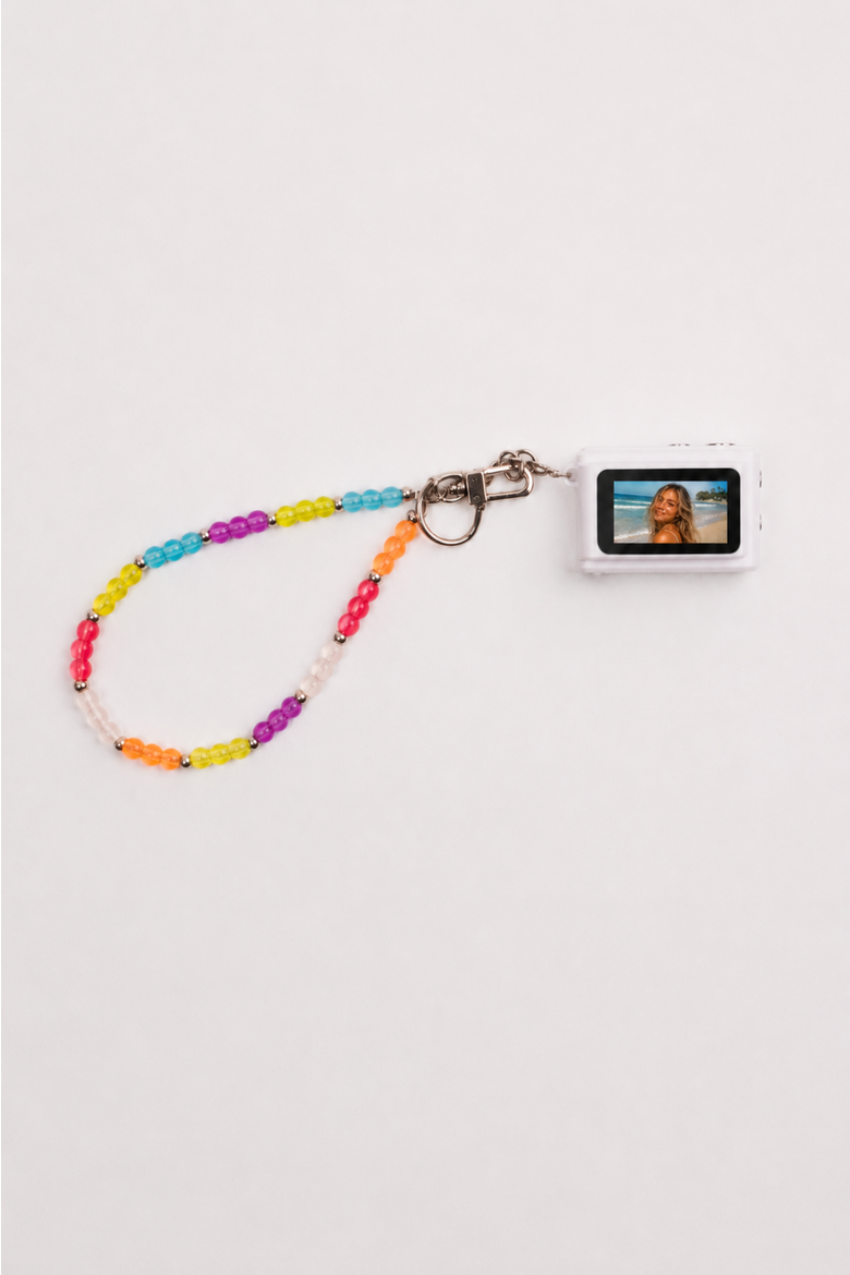 Mini Digital Camera with Beaded Lanyard, Alternate, color, White