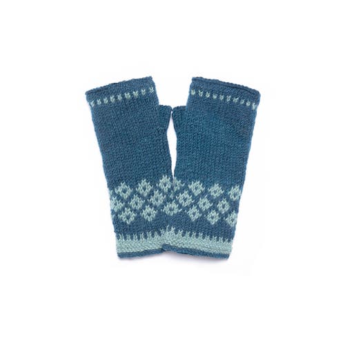 Feelgoodz Hand-knit Jaya Harlequin Wool Half Mitten In Blue