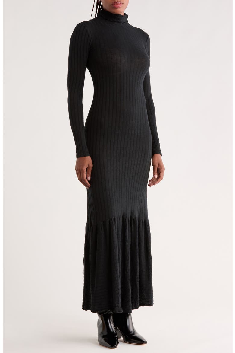 Long Sleeve Maxi Dress, Main, color, BLACK