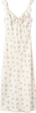 MANGO Floral Ruffle Strap Dress