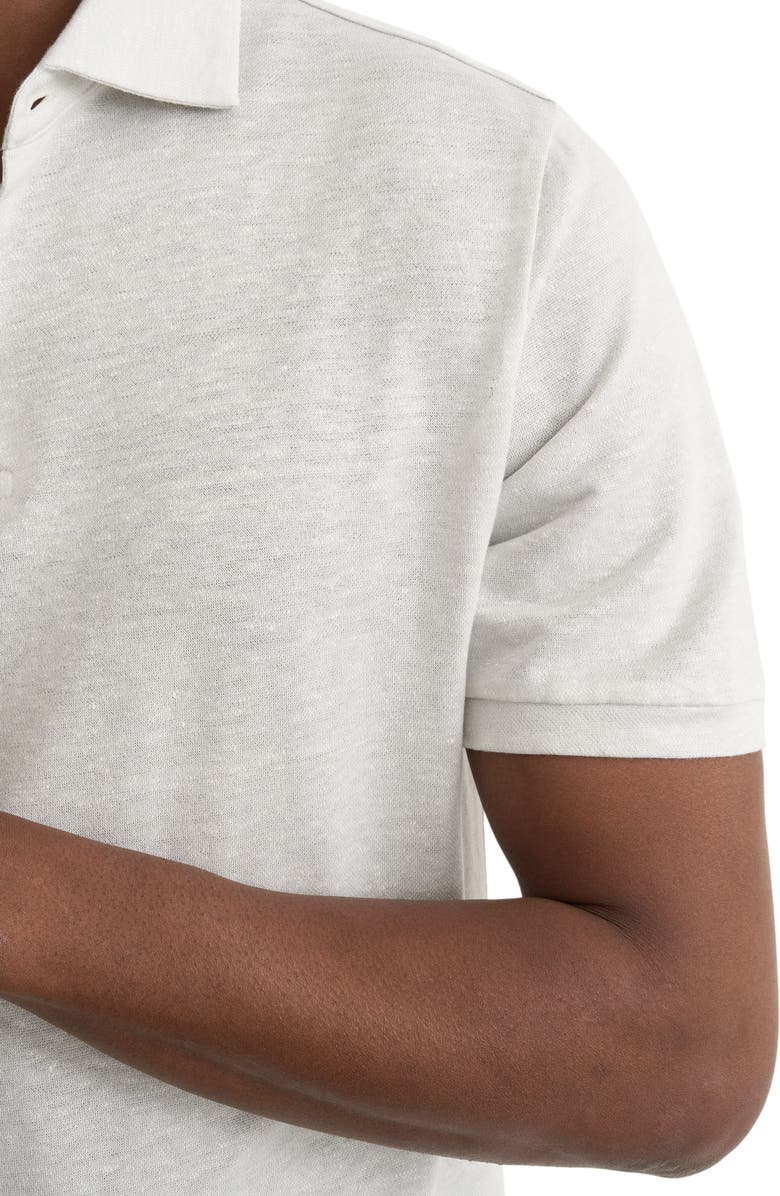 Eton Linen & Cotton Fine Knit Polo, Alternate, color, Light Grey