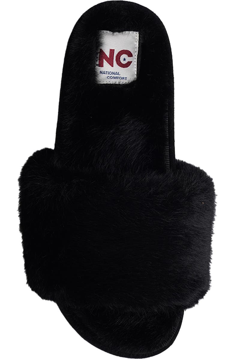 National Comfort Macklin Faux Fur Slipper, Alternate, color, Black