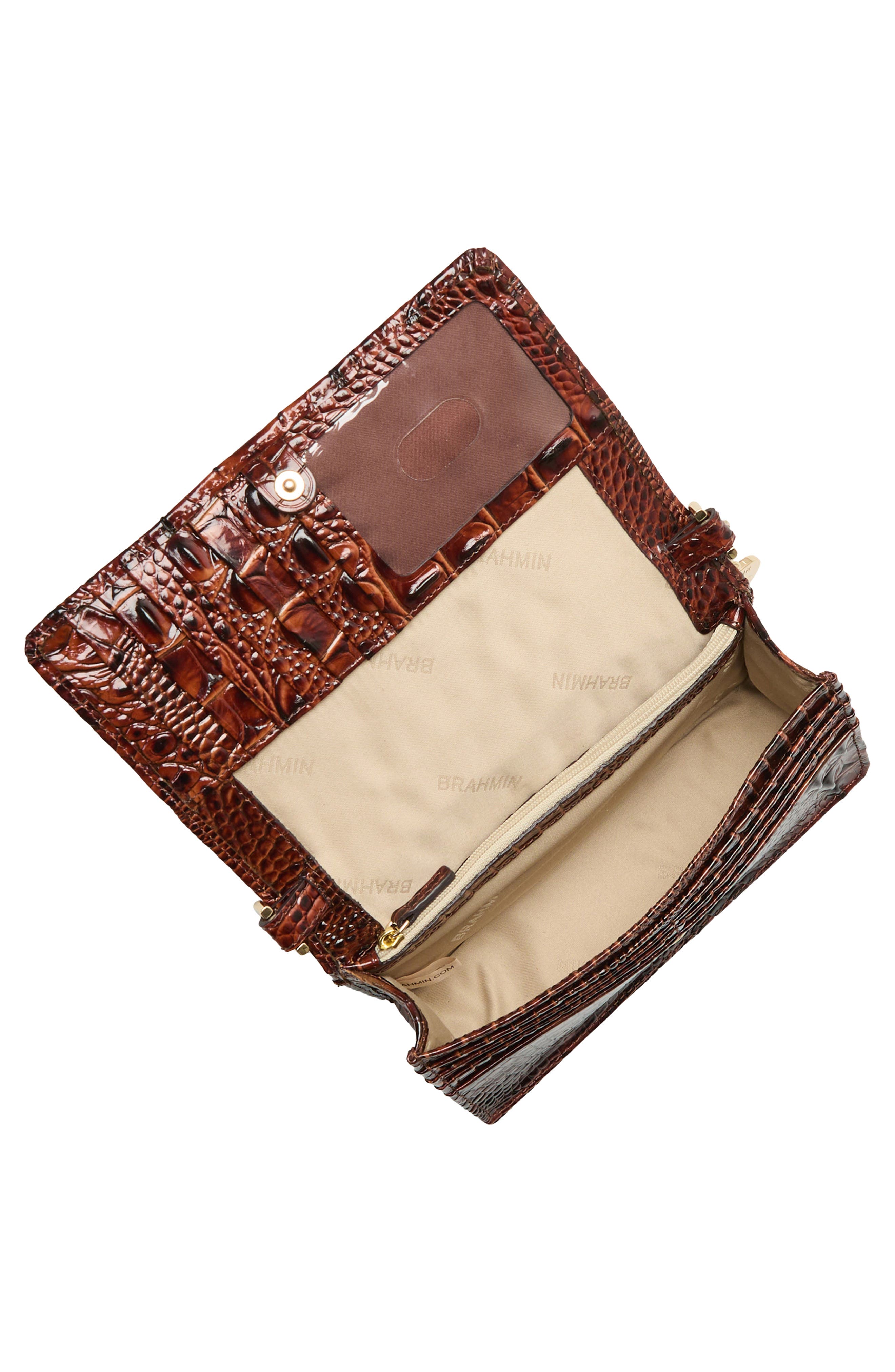 Brahmin Minuette Croc Embossed Leather Crossbody Bag, Alternate, color, Pecan