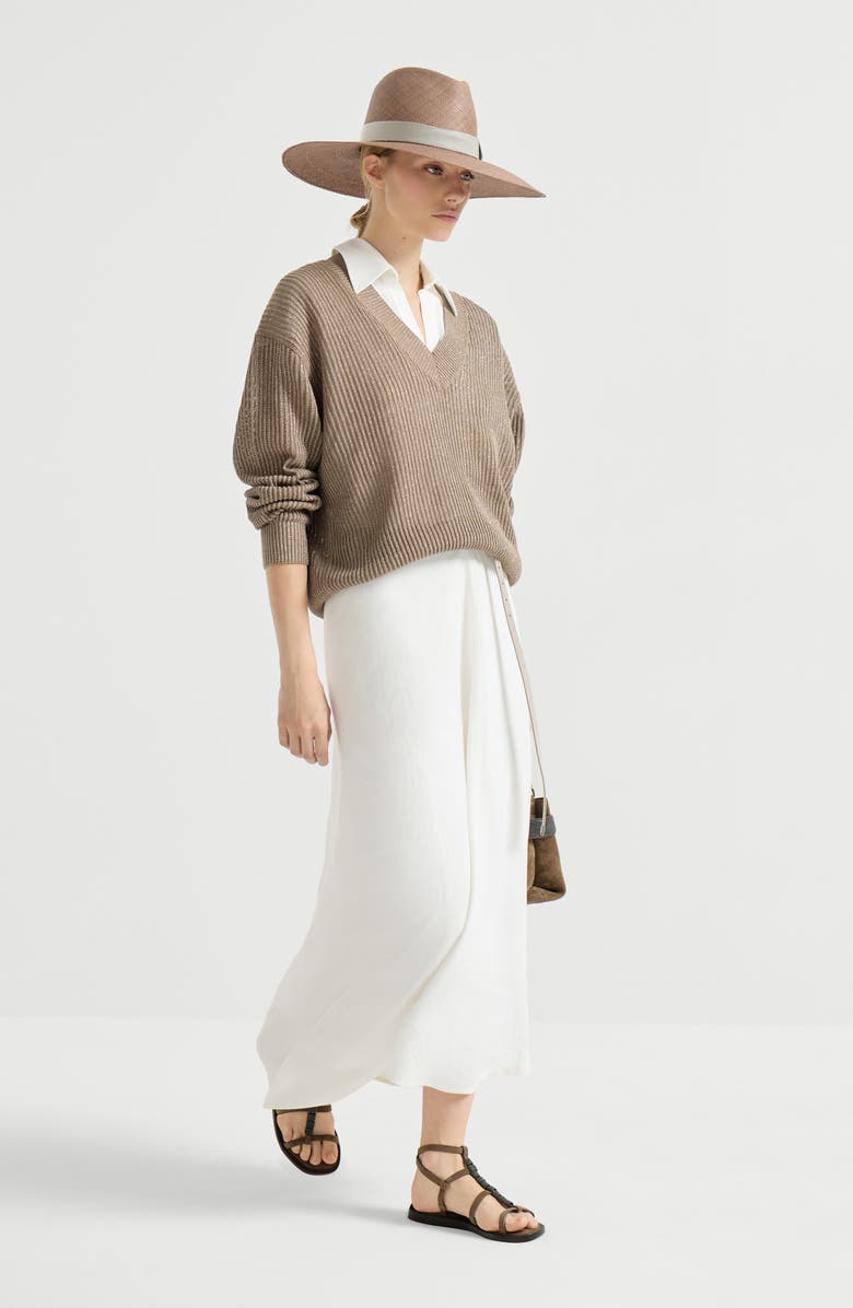 Brunello Cucinelli Twill dress with monili, Alternate, color, White