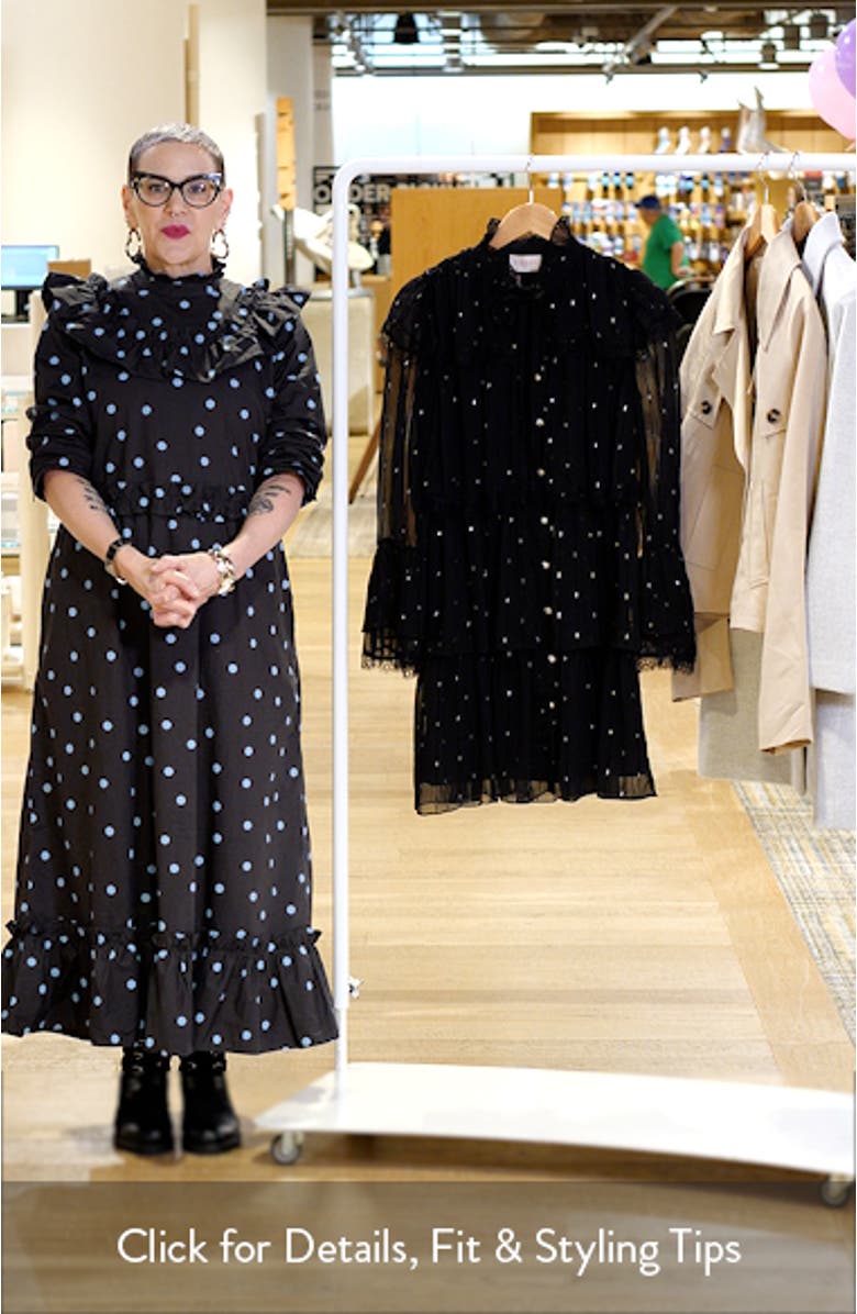 Bharti Metallic Fleck Eyeleash Lace Long Sleeve Minidress, sales video thumbnail