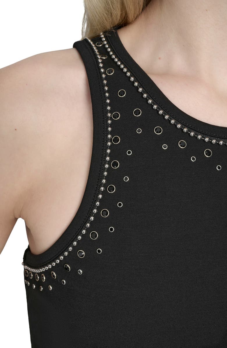 DKNY Studded Sleeveless Top, Alternate, color, Black
