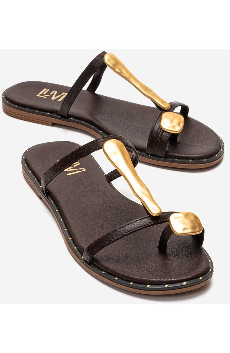 Forever & Always Shoes Tessa Leather Thong Sandal, Main, color, Brown